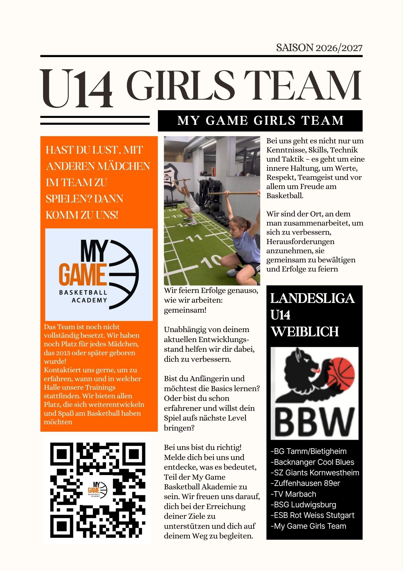 My Game BBA Girls Teams Basketball in Heilbronn